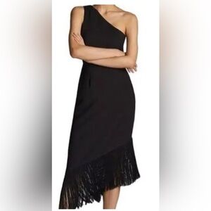 Brand new Anthropologie Hutch fringed one shoulder, black dress size XL.